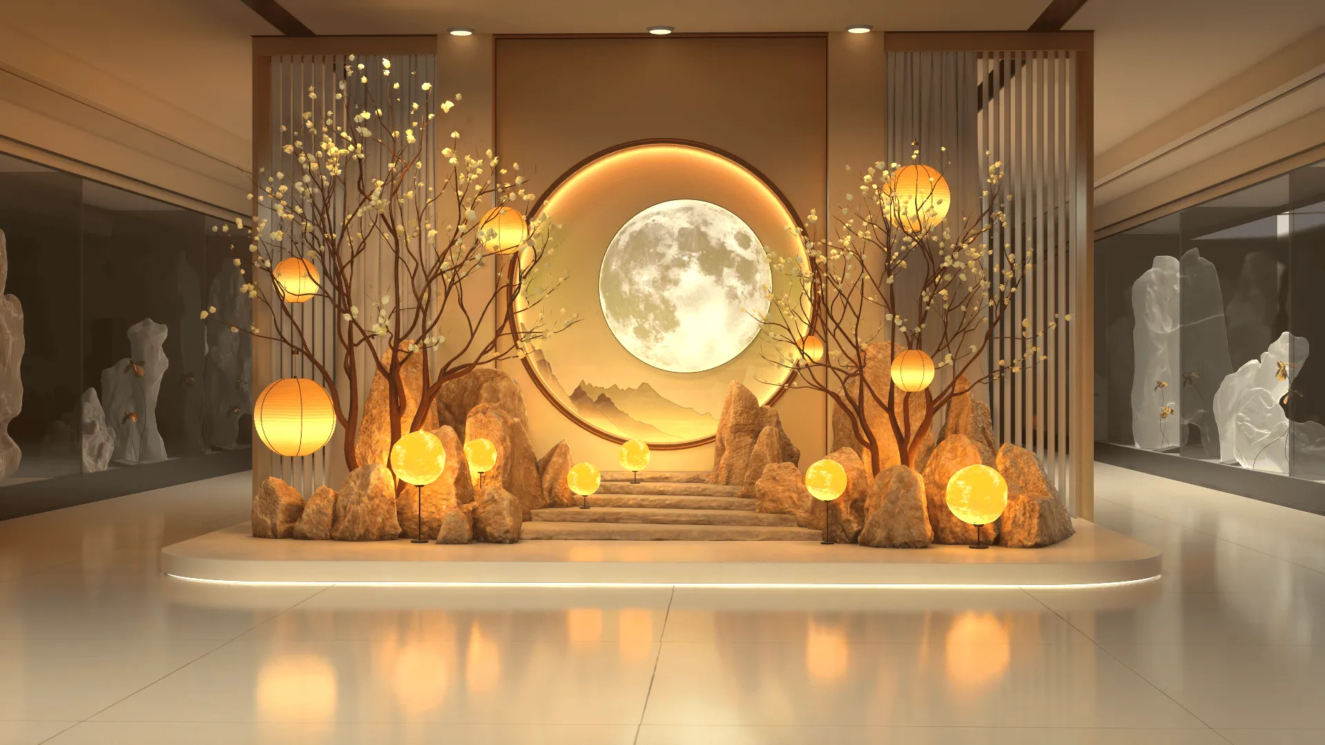 雪夜极光三角木屋