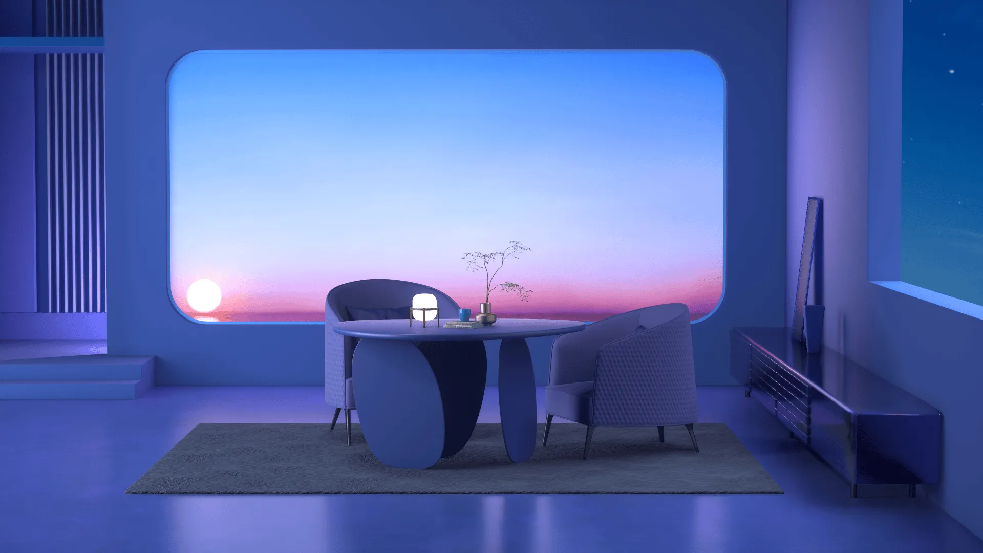 落日暮光蓝调客厅