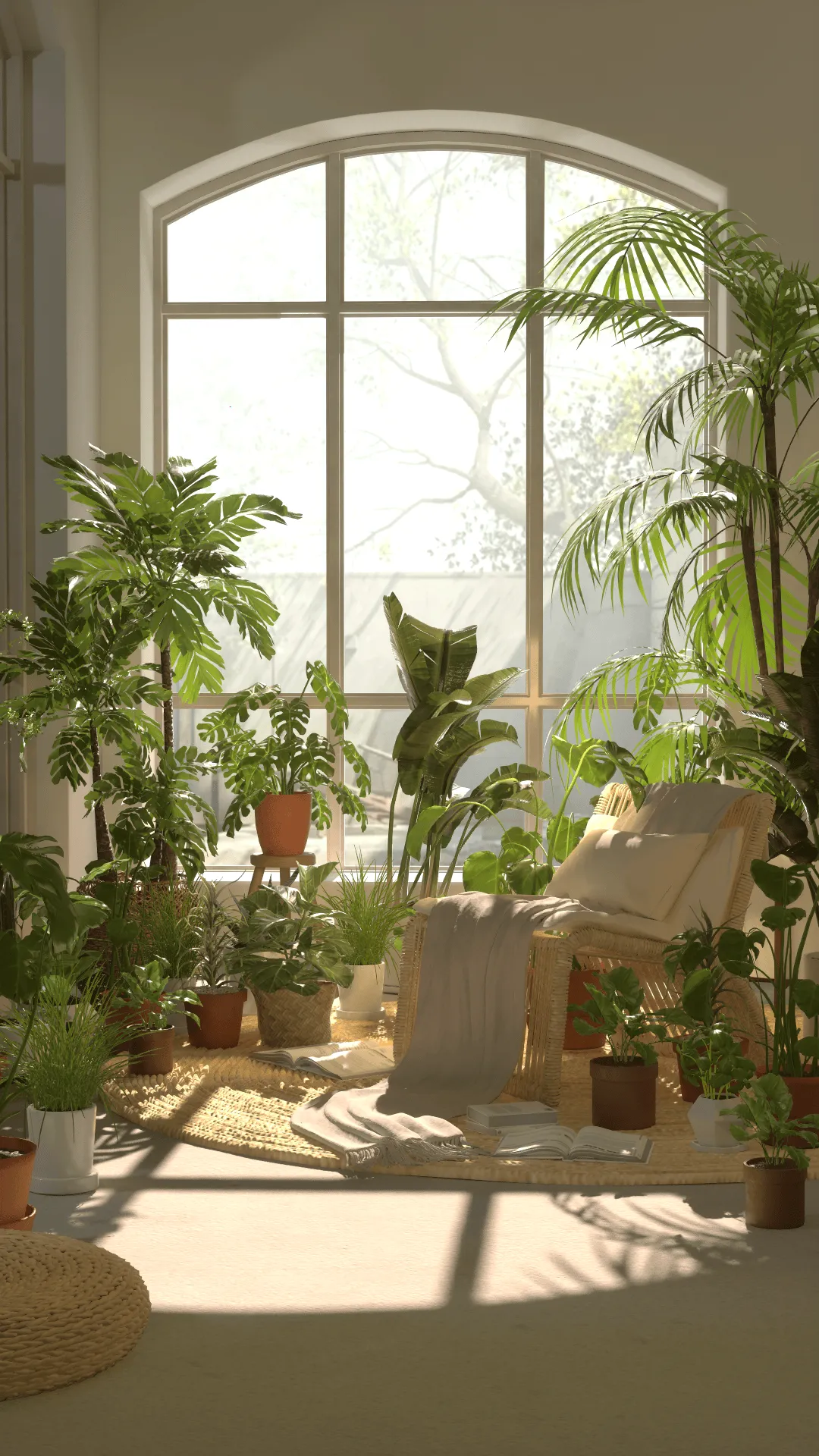 清晨阳光绿植房